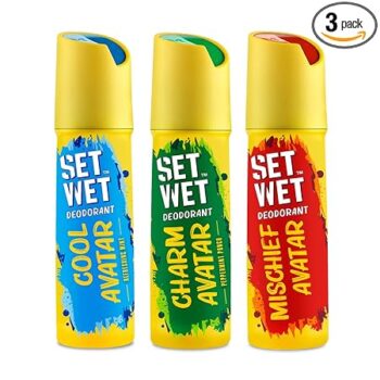 SET WET Deodorant Spray Perfume Cool, Charm & Mischief Avatar for men, 150ml (Pack of 3)