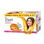 Vivel Glycerin Bathing Bar Soap for Soft Moisturized Skin with Pure Almond Oil & Vitamin E, Special Pack 125gx3 (Pack of 3)