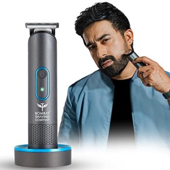 Bombay Shaving Company Trimmer Men, USB 2X Fast Charging Dock, 2 Yr warranty, 90Min runtime, Hair Trimmer, Shaving Machine, Beard, T Blades, 2X Fast Charging, USB Pod & Stand, Waterproof (Grey)