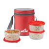 MILTON Foodie Tiffin Insulated Lunch Box, Set of 3, (280 ml Each), Red, Leak Proof, Microwave Safe, Odour Proof, Light Weight, Easy to Carry, Food Grade