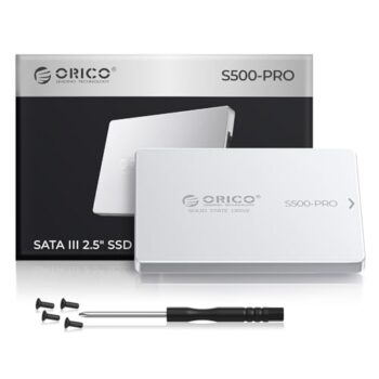 ORICO 512GB SATA SSD 2.5 Inch Internal Solid State Drive with Aluminum Alloy Shell, Read Speed up to 450MB/s, SATA III 6Gbps for Desktop Laptop NAS DIY External Drive - S500PRO