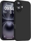 DIZORO Compatible for iPhone 16 Case 6.1, Slim Liquid Silicone 3 Layers Full Covered Soft Gel Rubber Phone Case Protective Cover 6.1 Inch - Black